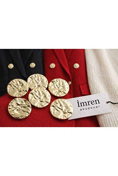 İMREN AKSESUAR Palton cu nasturi din metal auriu 2,5 cm - pachet de 6, nastur...