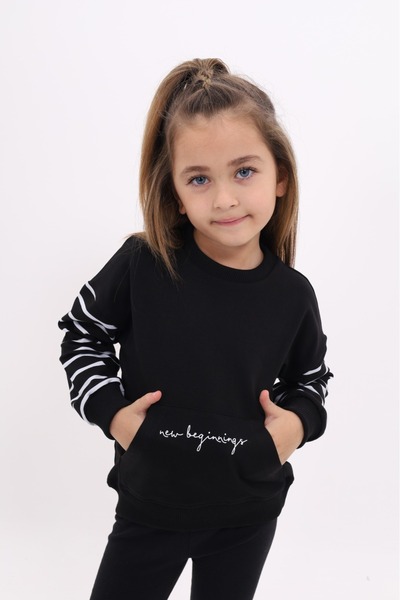 Toontoy Κοριτσίστικο φούτερ με στάμπα Relax Fit με λαιμόκοψη ποδηλάτου και τσ...