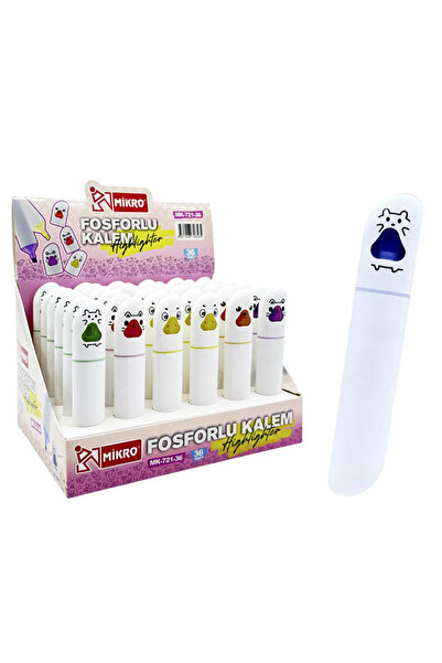 bakgelal Sevimli Hayvan Figürlü Fosforlu 5'li Kalem Seti Mikro Renkli Highlig...