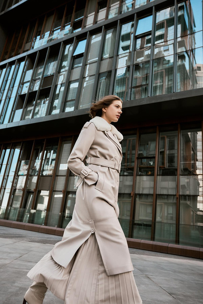 Zühre Kürk Yaka Fermuar Detaylı Deri Taş Trençkot 13527