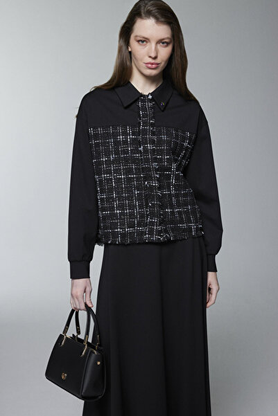 Zühre Tweed Patterned Brooch Double Black Suit 1699