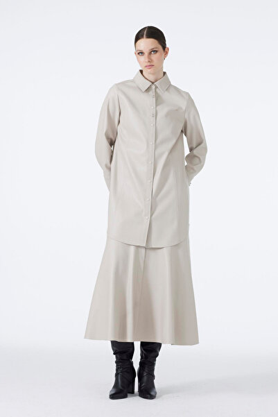 Zühre Shirt Collar Accessory Detailed Leather Stone Tunic 1598