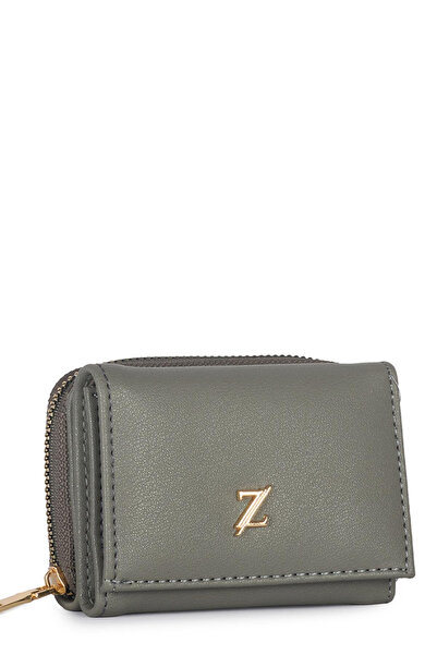 Zühre Snap and Zipper Detailed K.Gray Mini Wallet Zc026