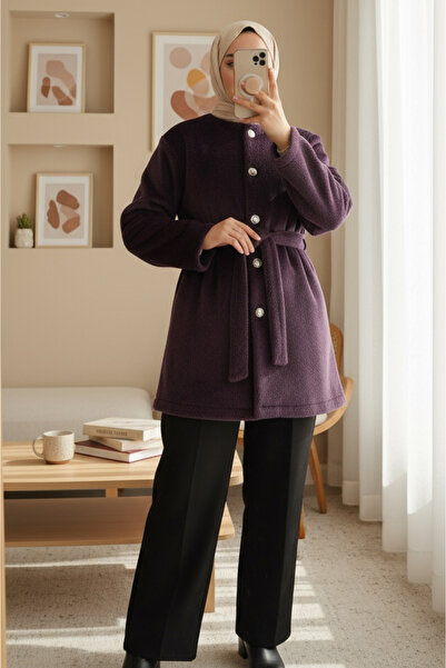 HİJABAYA Γούνινο μπουφάν με κουμπιά και δεμένη μέση