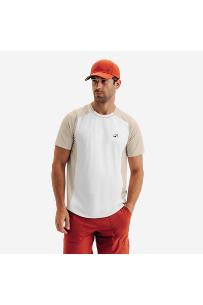 Decathlon Kuikma Erkek Tenis Tişörtü - Bej/Beyaz - Dry
