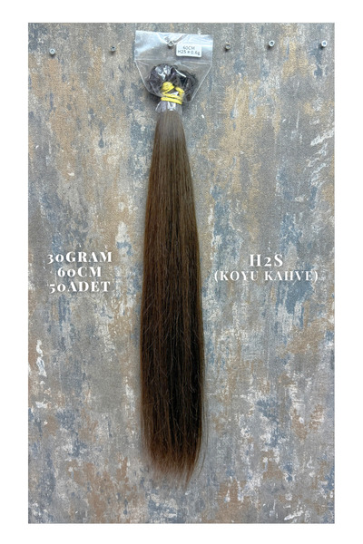 HalitCan HairKing 60 سم لون بني غامق (H2S) # ) شعر أوزبكي - 50 قطعة / 30 جرام...