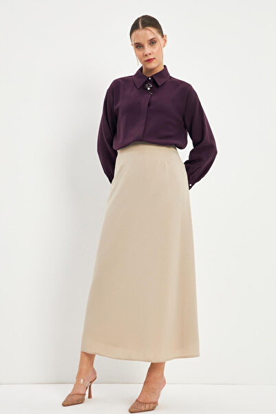 Zühre Fusta lungă bej cu croială dreaptă 0161