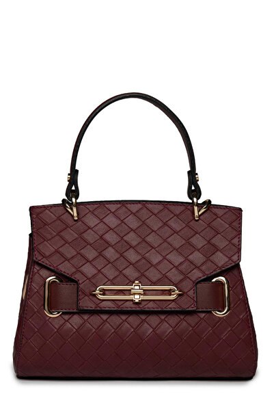 Zühre Örgü Desenli Detaylı Bordo Çanta 0055