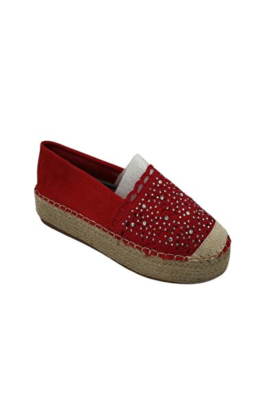 A&H Espadrile damă AH 38, material textil, rosu