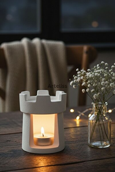 Arteliss Kale Mum Evi | Dekoratif Tasarım Tealight Mumluk Tütsülük | Minimali...