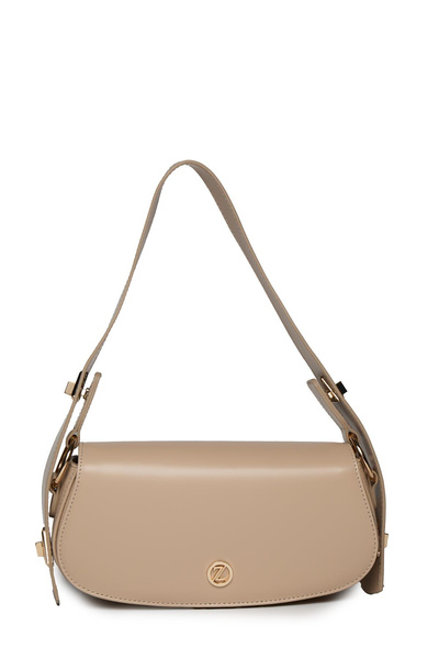 Zühre Oval Shaped Shoulder Bag Beige 0053