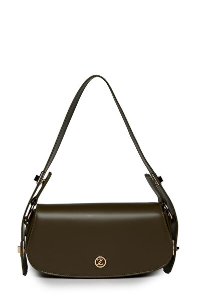 Zühre Oval Shaped Shoulder Khaki Bag 0053