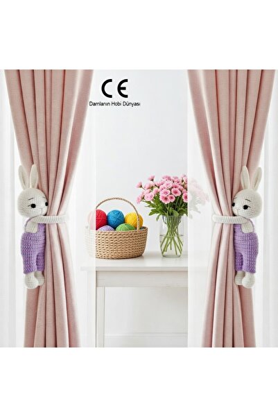 Damla AMİGURUMİ TAVŞAN 2Lİ PERDE TUTUCU - ORGANİK OYUNCAK
