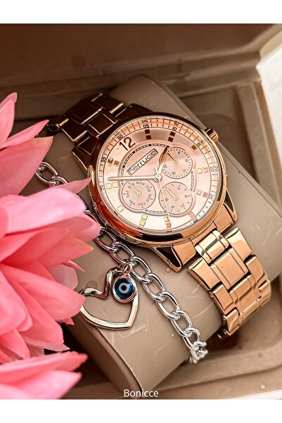 Ferrucci Rose Color Steel Strap Waterproof Wristwatch