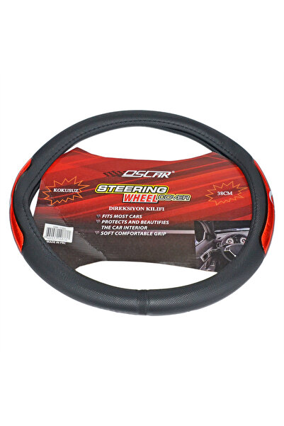 Oscar Geçmeli Direksiyon Kılıfı Fosforlu Siyah (Türk Bayrağı) 38 cm OSN-1350