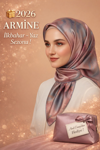 Armine %100 Sura Pink Color Pure Silk Scarf 90X90 New Season 2026 Spring Summ...