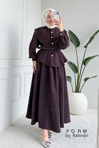 Balenbi Comfortable Cut Belt Detailed Hijab Women's Skirt Suit 1167 – Form Se...