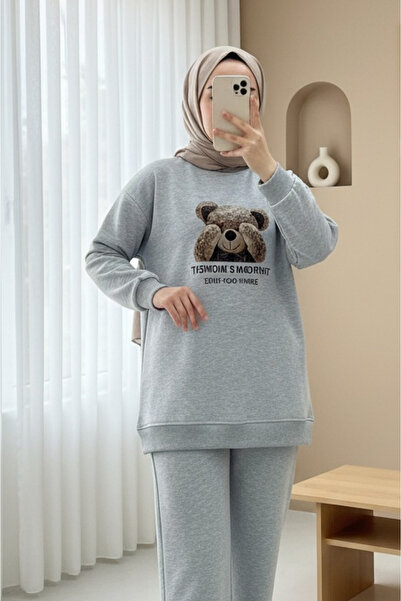 HİJABAYA Комплект трислойни суичъри Bear Print Shardun