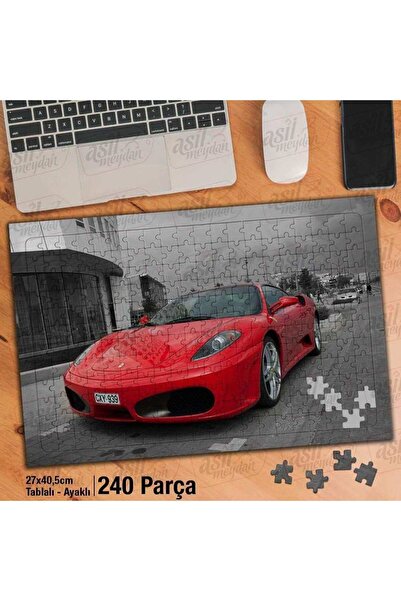 Genel Markalar Asil Hobi Gri Şehir - Kırmızı ferrari - Lüks Araba Yapboz -Aya...