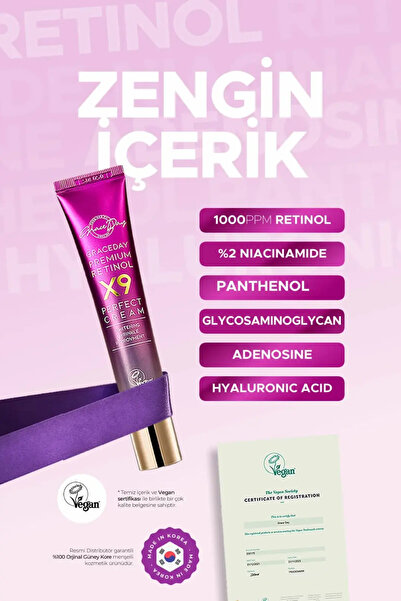 Grace Day Leke Ve Kırışıklık Karşıtı, Aydınlatıcı Ve Nemlendirici Premium Retinol X9 Perfect Cream