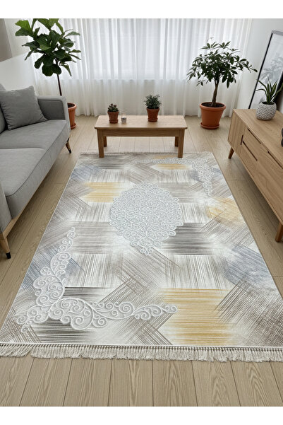 ALLGELSİN Yıkanabilir Kaymaz Taban Salon ve Oturma odası Halısı 4m² Dört Metr...