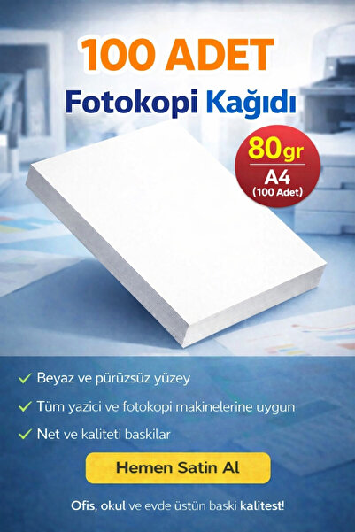 ANI OFİS KIRTASİYE A K A4 Fotokopi Kağıdı Beyaz 80gr | 100 Adet – Yazıcı ve F...