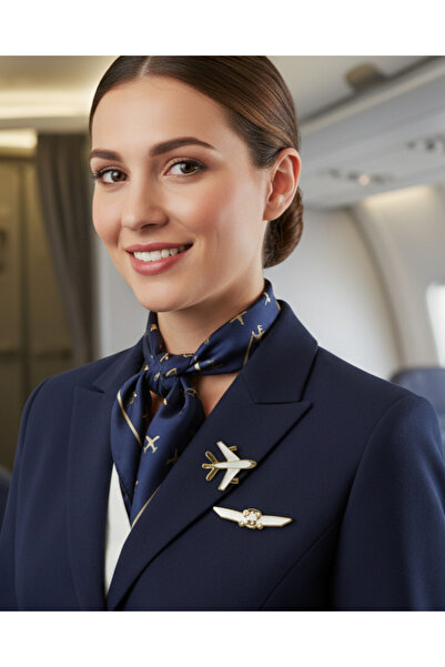 modamira Uçak Broş Unisex - Beyaz - Boy: 4,2 cm