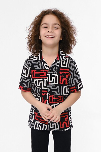 Doctor junior Boy's Printed Short Sleeve Open Collar Shirt