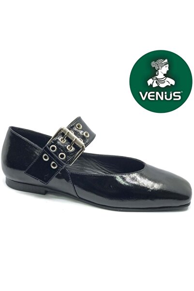 Venüs Tiwd Genuine Leather Orthopedic Women's Casual Ballerina Shoes Black-Pa...