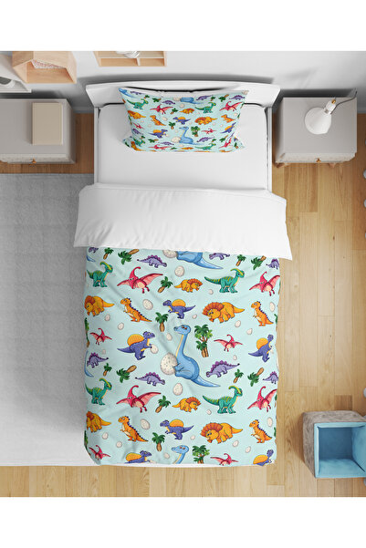 Home Dino Dinosaur Patterned 3D Digital Printed Single Size Children's Duvet ...