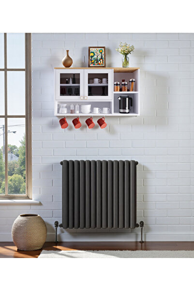 FLORADESİGN Kahve Köşesi Dolabı | Duvara Monte | Tempeli Karartma Cam -MDF Kapak