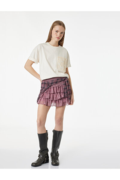 Koton Tricou din bumbac guler rotund cu mânecă scurtă, cu detaliu de broderie...