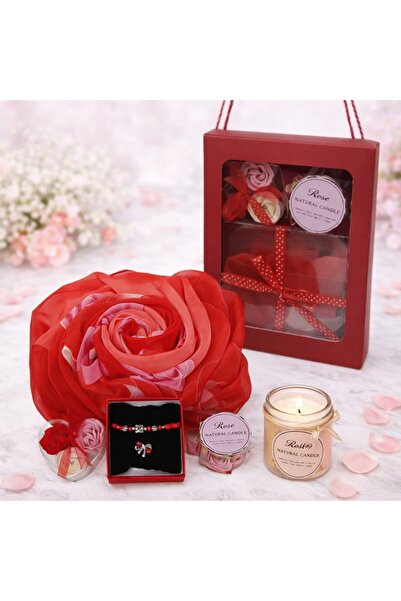 velve Set special, Womens's Day cu esarfa, martisor, lumanare parfumata si 3 ...