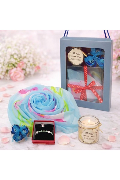 velve Set special, Womens's Day cu esarfa, martisor, lumanare parfumata si 3 ...