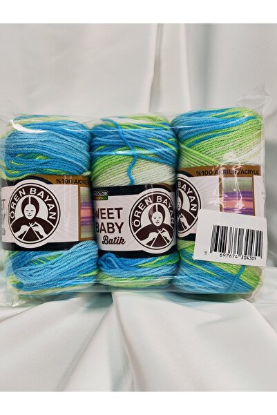 Ören Bayan SWEET BABY BATİK Mramorirana pređa za ručno pletenje (3 komada) - ...
