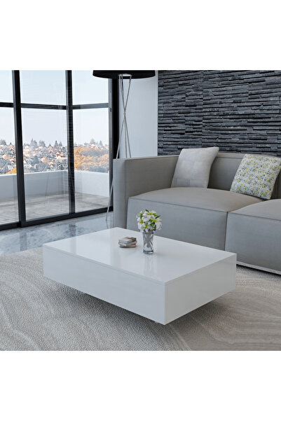 Concept Masă de cafea lucioasă, albă