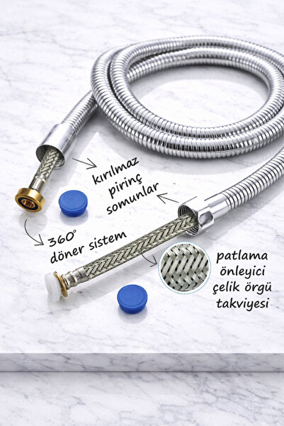 idimax ÇELİK ÖRGÜ SPİRAL (175cm) - Komple Krom Kaplama