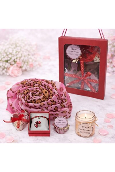 velve Special set, Women's Day with scarf, martisor, scented candle, 3 soap r...