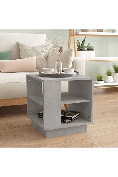 Concept Τραπεζάκι σαλονιού, γκρι σκυροδέματος, 40x40x43 εκ., επεξεργασμένο ξύλο
