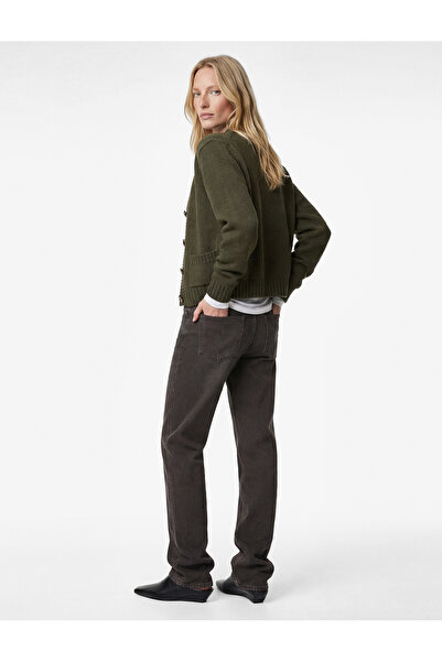 Koton Long Sleeve Pocketed Lightweight Mock Neck Button Knitwear Cardigan