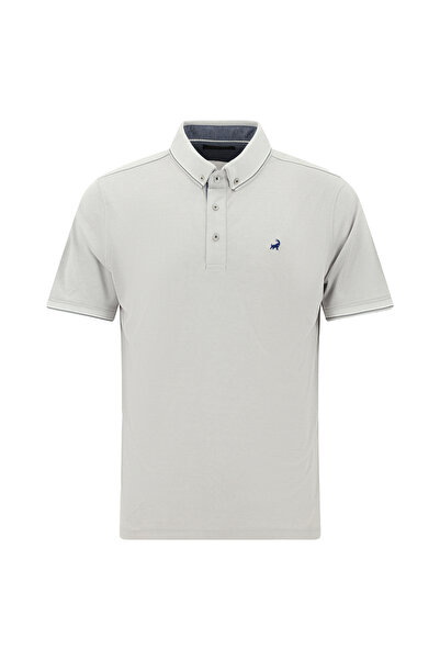 Kiğılı Tricou cu guler polo din bumbac, cu broderie și model, croială normală