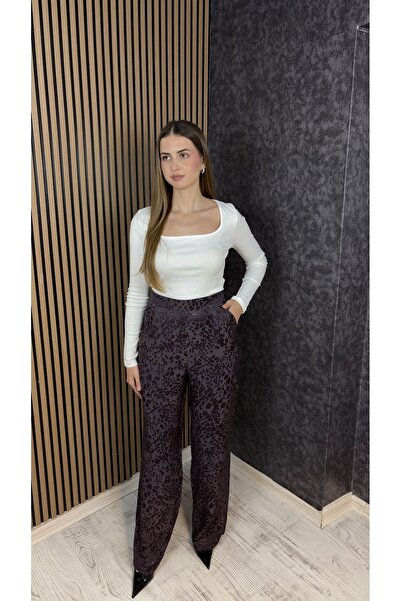 NO BRAND Leopar Desenli Saten Pantolon