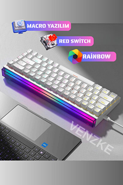 Venzke Red Switch Mekanik Gaming Oyuncu Klavyesi RAİNBOW LED IŞIKLI Driver Ya...