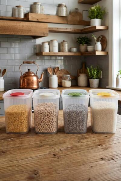 Bayev غطاء عملي 4 قطع حاوية تخزين بقالة 2.5 لتر