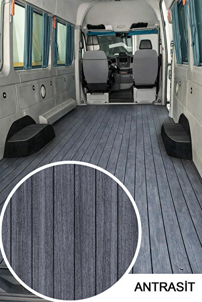 SAYIN TEKSTİL Parke Desenli Taban Muşambası Çizgili - ANTRASİT - 200 cm