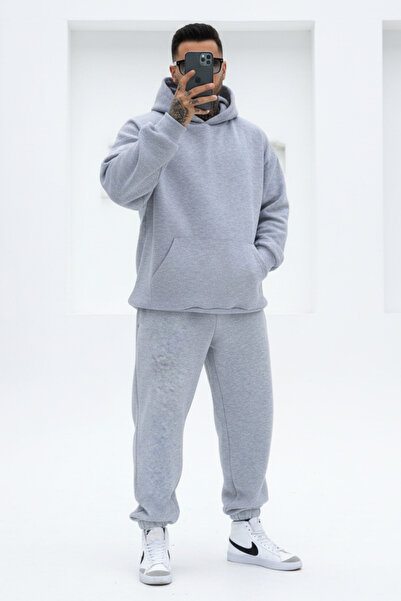 Runades Ανδρικό Σετ Φούτερ με Πόρτα Τσέπης Καγκουρό Μαλακό Oversize