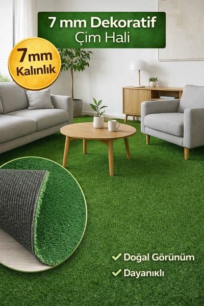 Atasoy Zemin Balkon Bahçe Suya Dayanıklı 7 mm Yapay Çim Halı