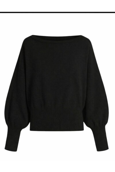 STF MODA Kadın Popüler Asimetrik Kayık Yaka Triko Kazak