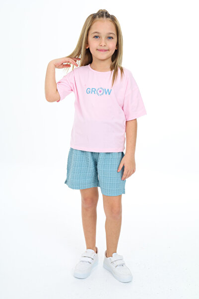Toontoy Set 2 piese pentru fete: Tricou cu imprimeu și decolteu rotund și pan...