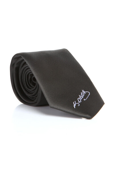 Gaffy Cravată neagră țesătă cu model Ataturk Signature - AK-18